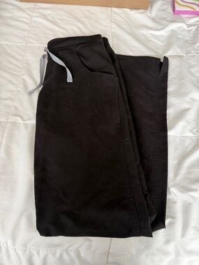 FIGS Women's Black Scrub Pants Flare with Gray Drawstring